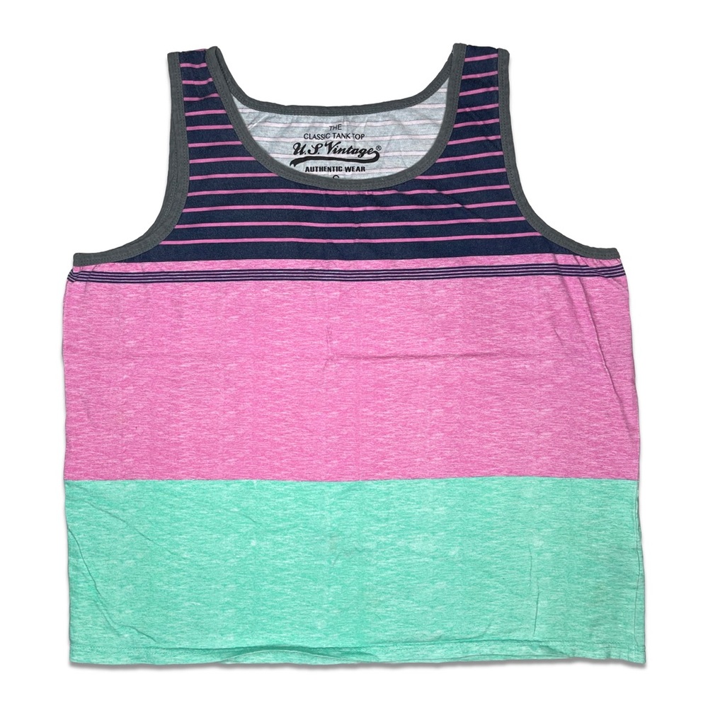 US Vintage Authentic Wear Pink Green and Blue Tank Top